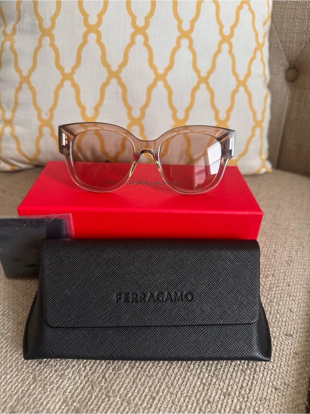Salvatore Ferragamo Transparent Brown Cat-Eye Sunglasses
